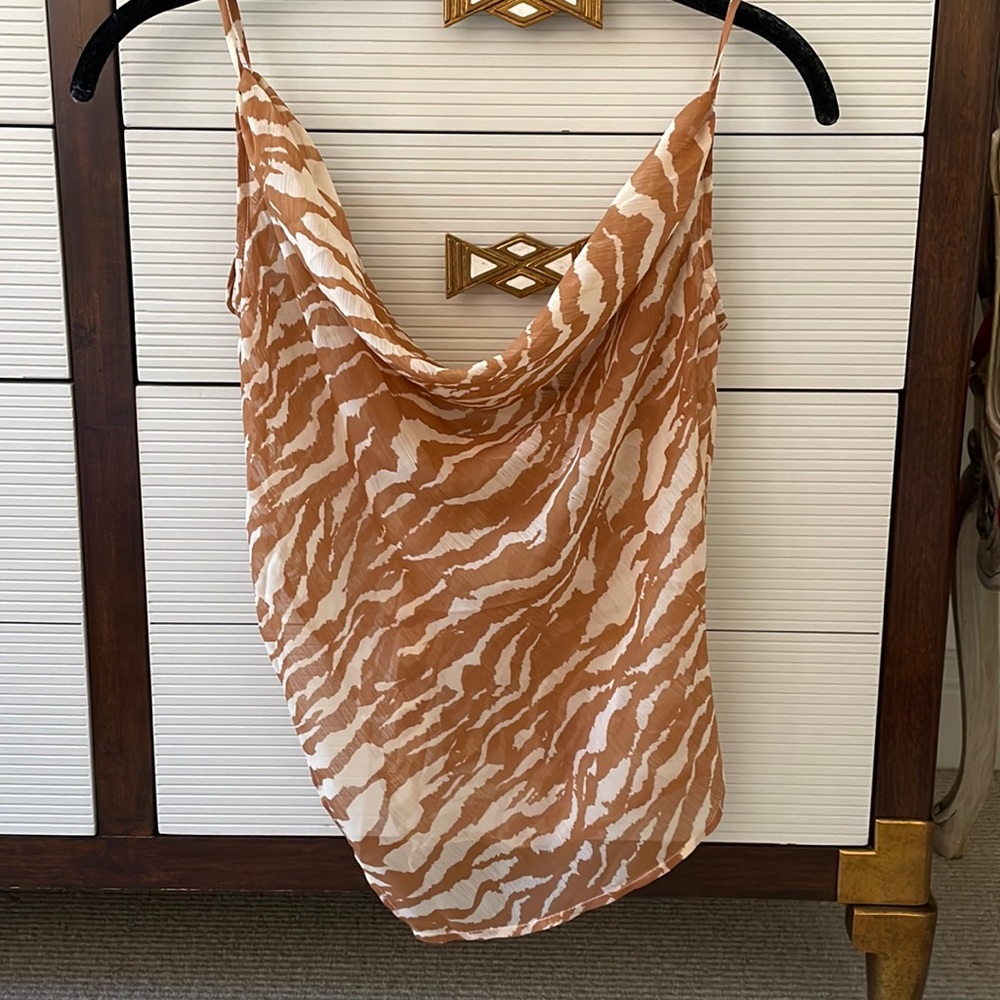 Cowl neck sheer shirt